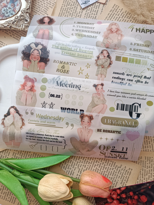 استیکر نیمه شفاف میکس آرت دخترسبز